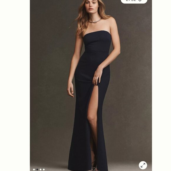BHLDN Adalynn Strapless Stretch Crepe Navy Gown Maxi Dress Size L NEW WITH TAG - Picture 1 of 10